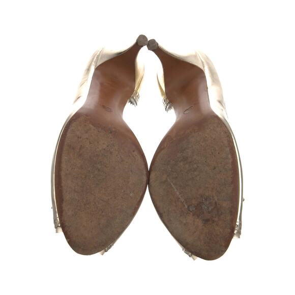 Moschino Metallic Bow Peep-Toe D'orsay Pumps - 38 - Gold - Picture 5 of 5